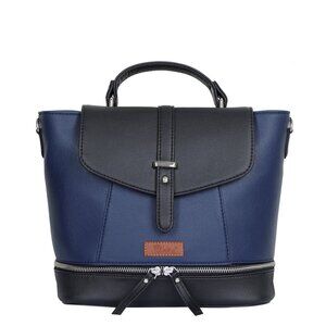 Ladies' Blue Colour Vegan/PU Leather Backpack – Stylish Daypack with Top Handle